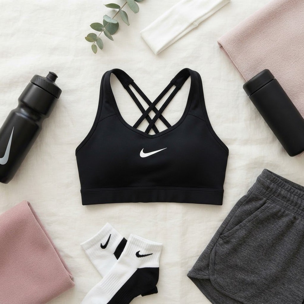 Nike Dri-FIT Swoosh Medium-Support Racerback Sports Bra Black Small BV3630-010